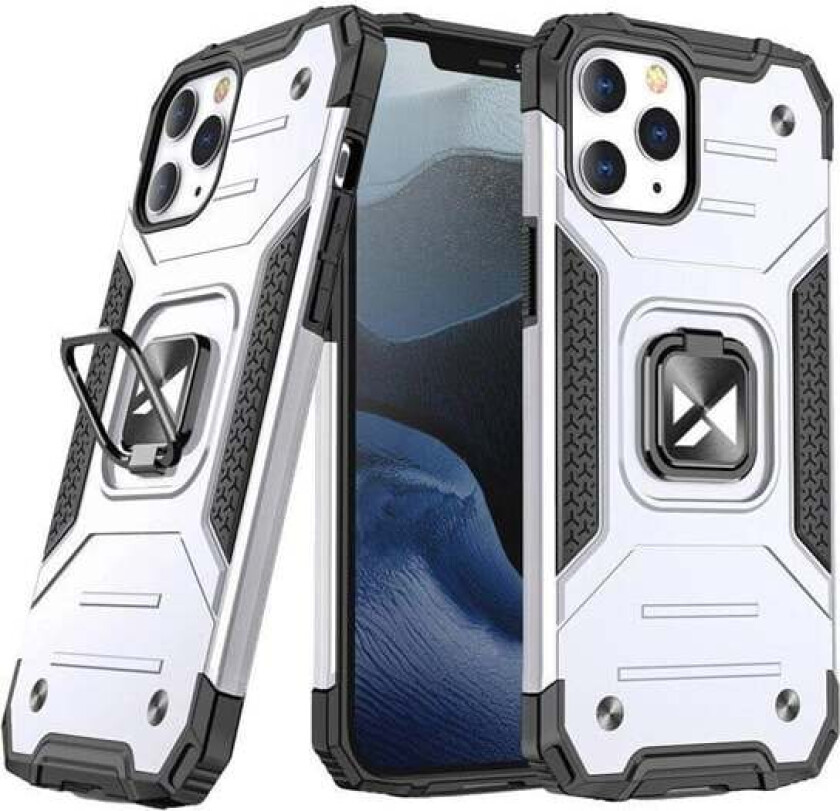 Ring Armor case for iPhone 14 Pro armored cover magnetic holder ring silver