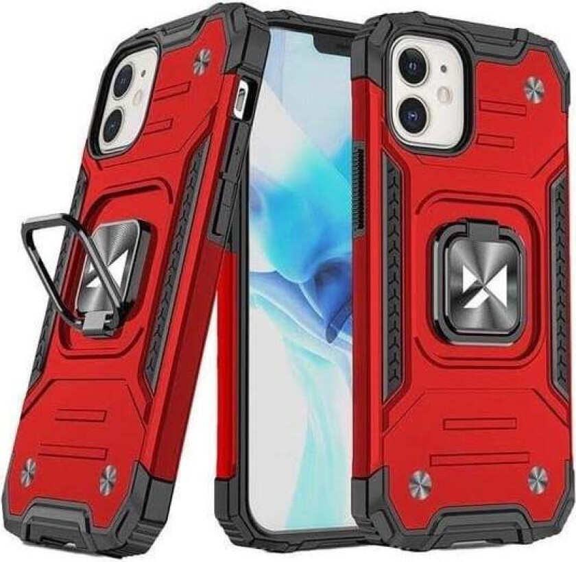 Ring Armor case for iPhone 14 Plus armored cover magnetic holder ring red