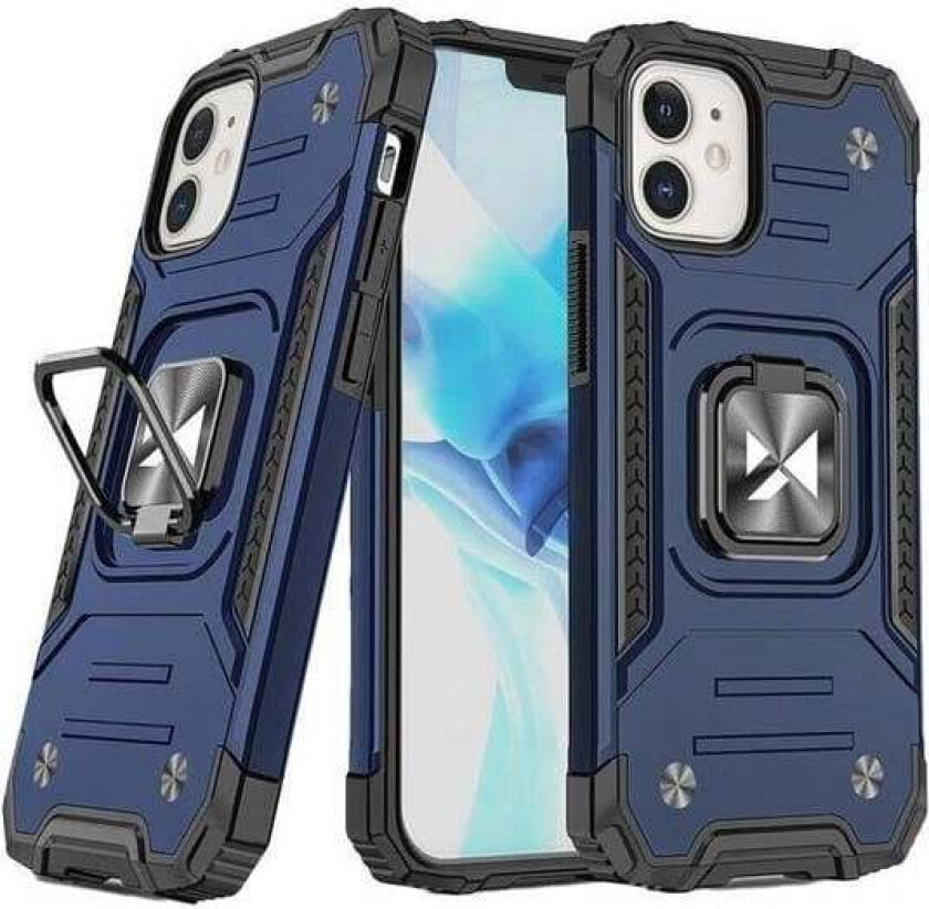 Ring Armor case for iPhone 14 Plus armored cover magnetic holder ring blue