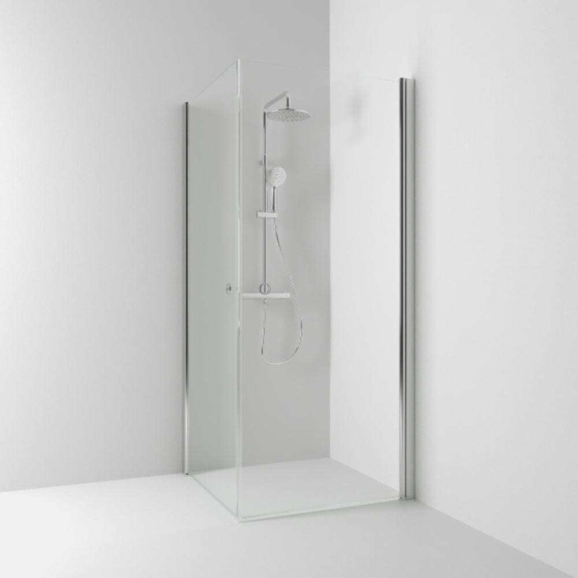 Skoga Dusjhjørne Rett Hullgrep, B70-100xh198cm Krom / 100x100cm Klart Glass