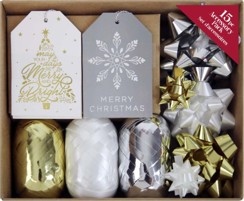 Gavebånd metallic sett 15 pk