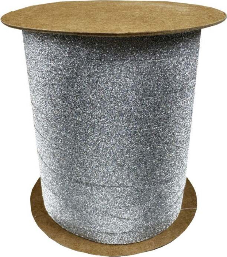 Gavebånd 20m x 10mm Sølv Glitter