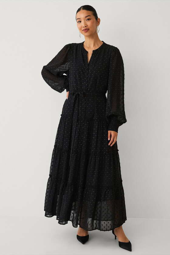 Maxikjole med volanger - Svart