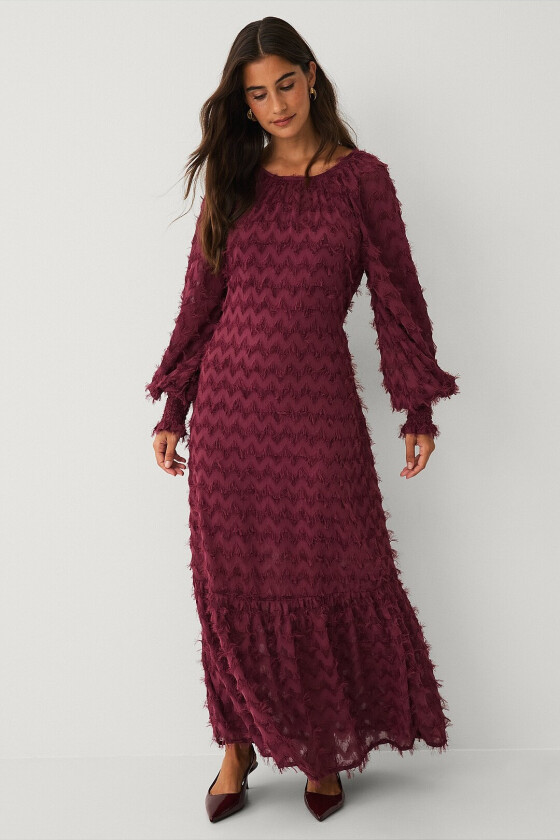 Maxikjole med frynser - Rød