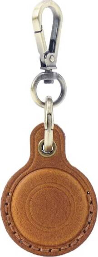 Ekte skinn Airtag-holder for Apple Airtag nøkkelring i skinn, liten Airtag-holder med nøkkelring - Brun