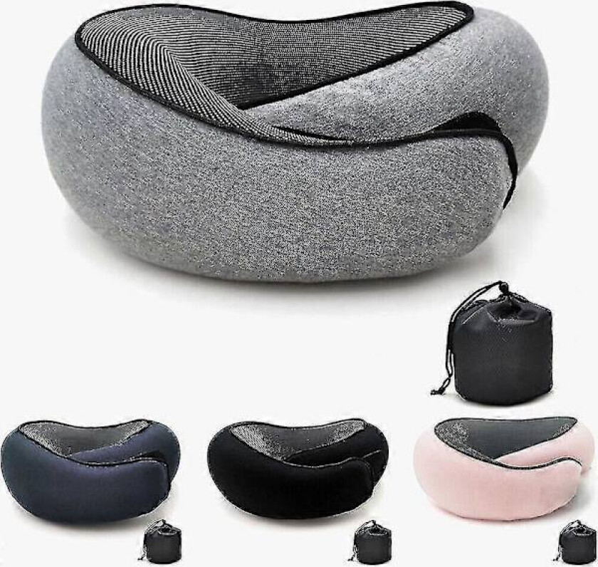 Reisepute for nakke U-formet Memory Cotton Nakkeputer Massasje Nakkepute Sove Flypute Cervical Health Care Pute svart