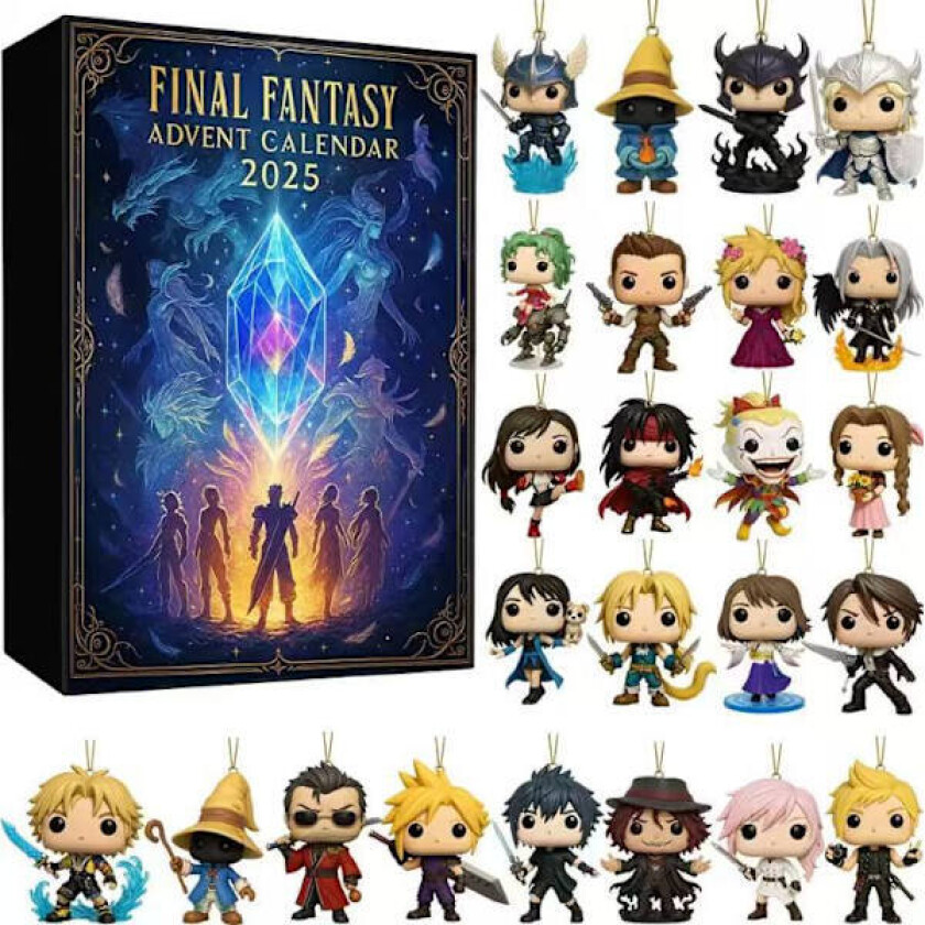 FINAL FANTASY adventskalender, 2D-juledekorasjoner i akryl, den ultimate julegaven for FINAL FANTASY-fans