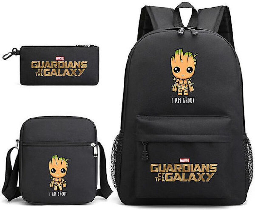 Marvel Groot Galaxy Guardians Treemann Trykt Gutter og Jenter Skolesekk Tredelt Sett (FMY)