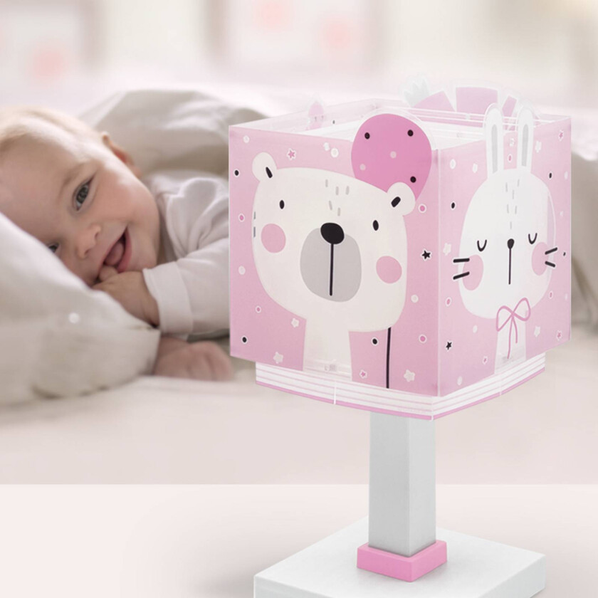 Bordlampe Baby Jungle, rosa, G4, bredde 14 cm