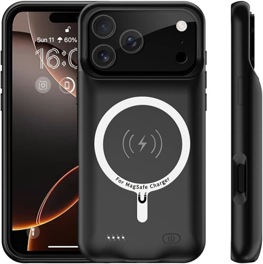 For iPhone 17 Pro 6000mAh oppladbart batterideksel Ladetui Powerbank