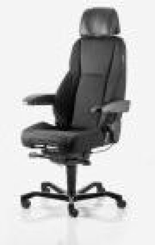 Kontorstol KAB seating K4 Premium, White-Line Sort fighter inkl. armlæn og nakkestøtte i sort skind