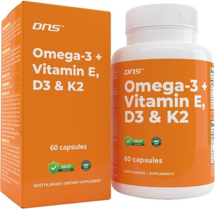 Omega-3 + Vitamin E, D3 & K2 - 60 kapsler