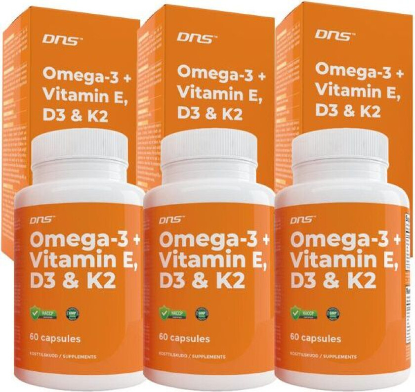 3-pack Omega-3 + Vitamin E, D3 & K2 3x 60