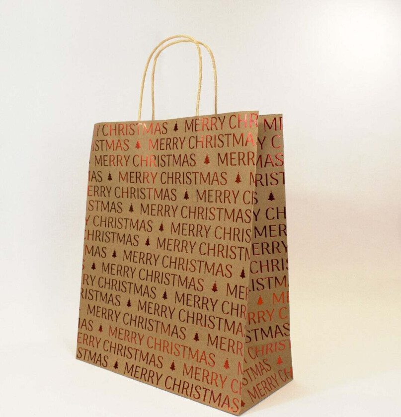 Gavepose Merry Christmas kraft L