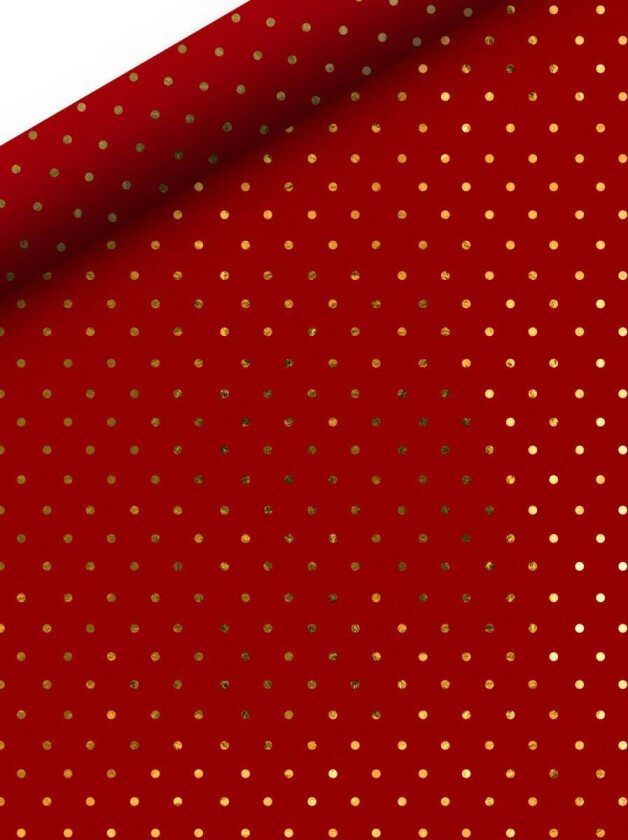 Gavepapir 2m x 70cm Rød m/gullprikker