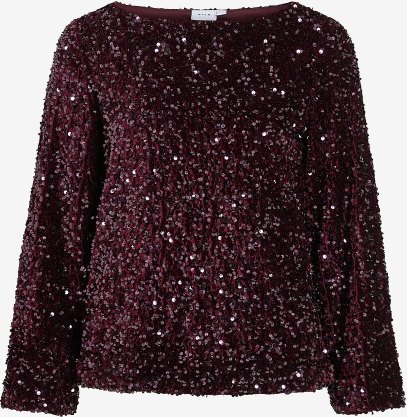 Topp viFaith Boat Neck L/S Sequin - Rød