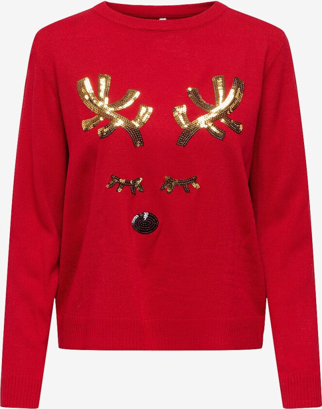 Pullover onlXmas Shine LS Oneck Knt - Rød
