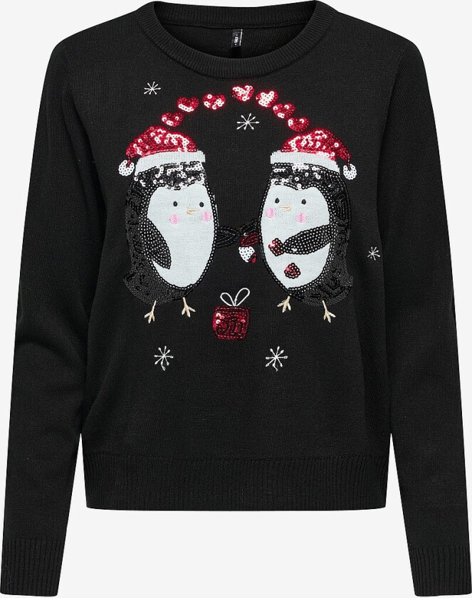 Pullover onlXmas Shine LS Oneck Knt - Svart