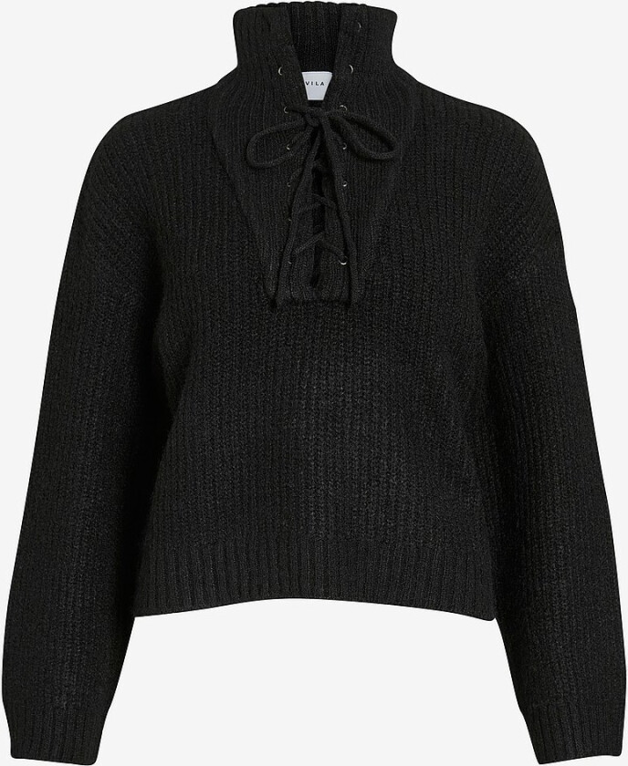 Pullover viGleeba High Neck L/S Rib Knit - Svart