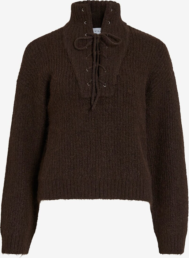 Pullover viGleeba High Neck L/S Rib Knit - Brun