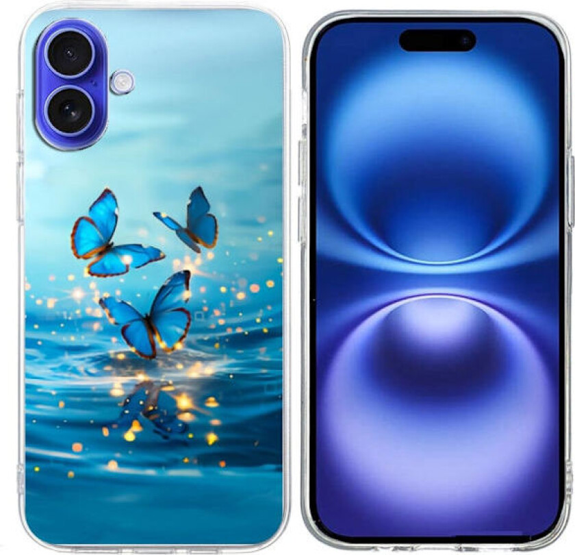 Vibe iPhone 16 Plus deksel - Blå Sommerfugl