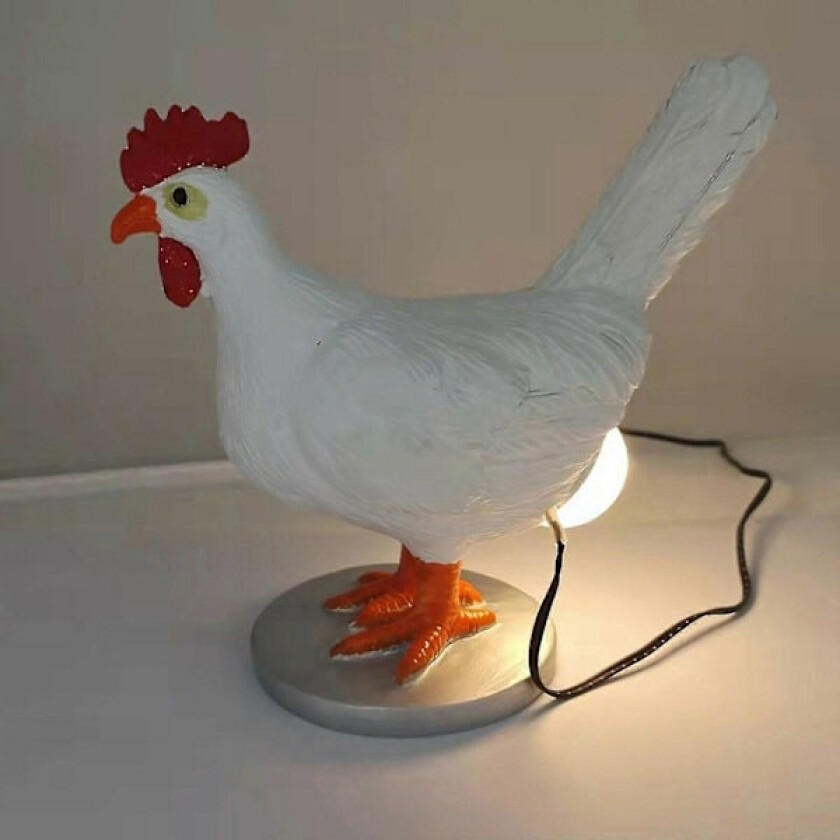 Rolig Dekor Kylling LED-lampe Kyllingegg Nattlampe Taxidermi Egg Skrivebordslampe