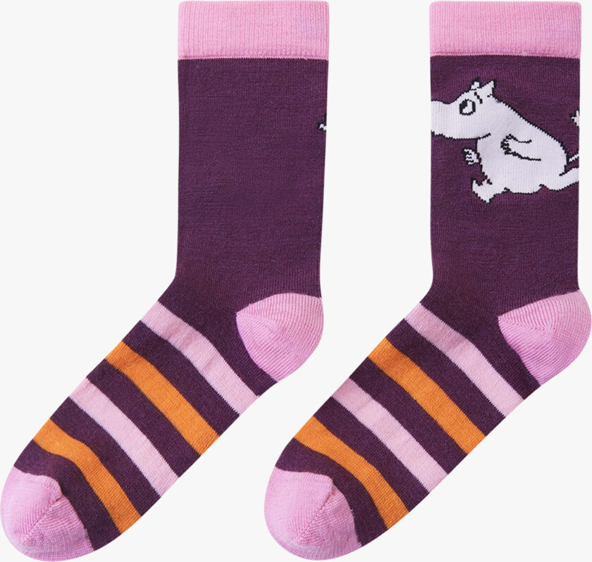 Mummitrollet Stripete Sokker Merinomix, Deep Purple, 30-33 - Sokker - Polyester,Merinoull