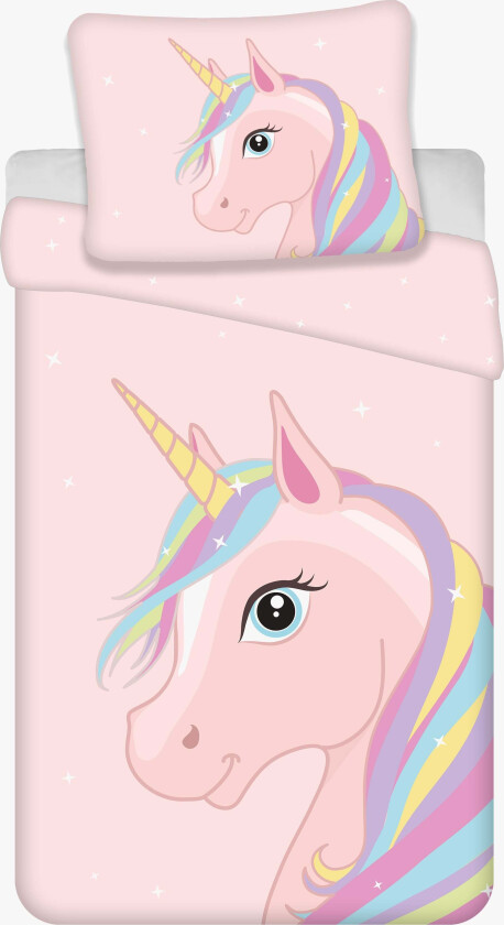 Enhjørning Sengesett 140x200, Rosa - Sengesett - 100% Bomull