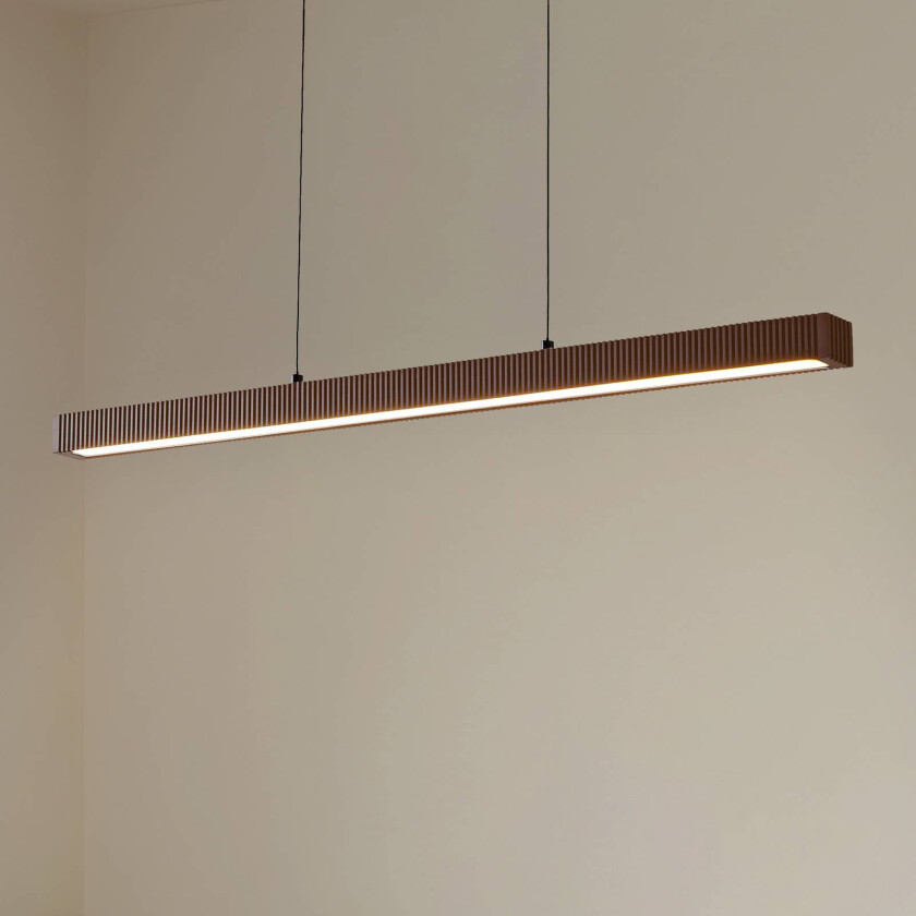 Lucande LED-hengelampe Emara, mørkt tre, eik, CCT