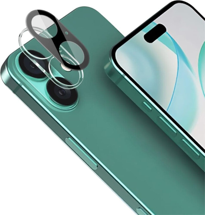IMAK kamerabeskytter i glass med akryllinsedeksel for iPhone 16 / iPhone 16 Plus - Sort Utgave