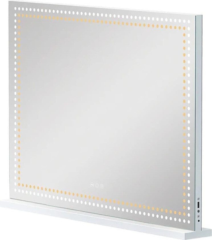 FENCHILIN Stor sminkespeil med lys Hollywood speil bordplate veggmontering hvit 80 x 58cm White