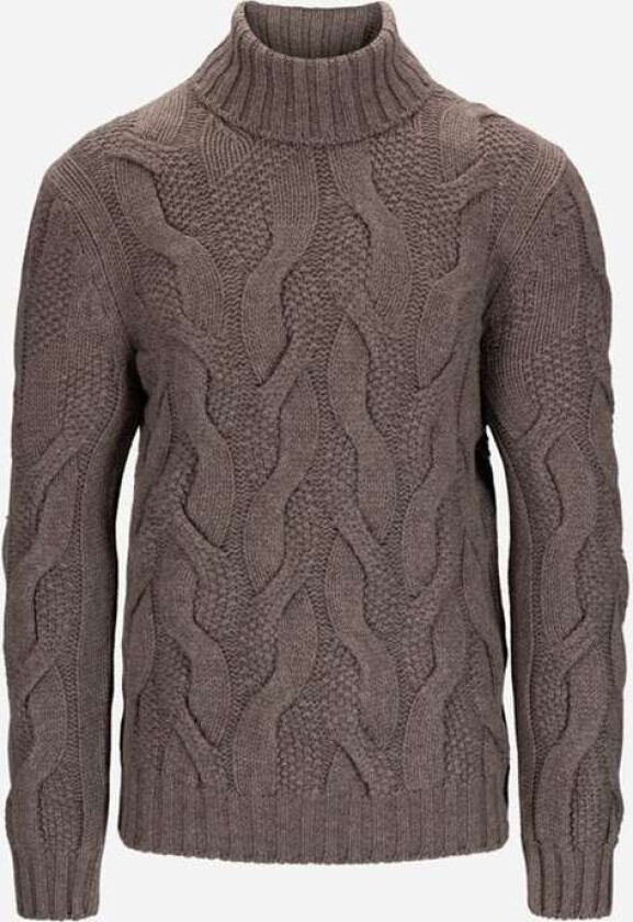 Turtle Neck Wide Cabel - Taupe Beige 56