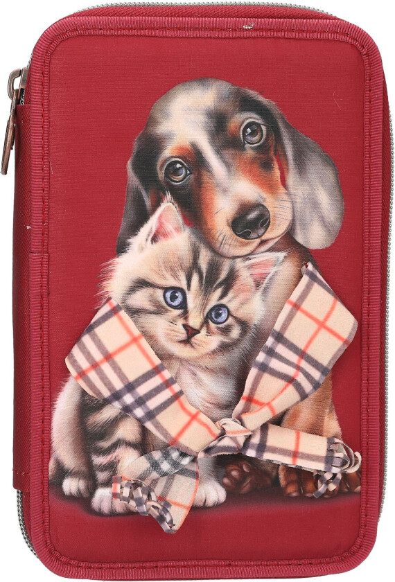 TOPModel - Double Pencil Case FUR EVER FRIENDS - Deep, Warm Red