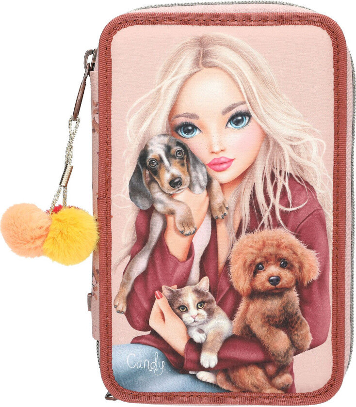 TOPModel - Triple Pencil Case FUR EVER FRIENDS - Powdery Pink and Copper