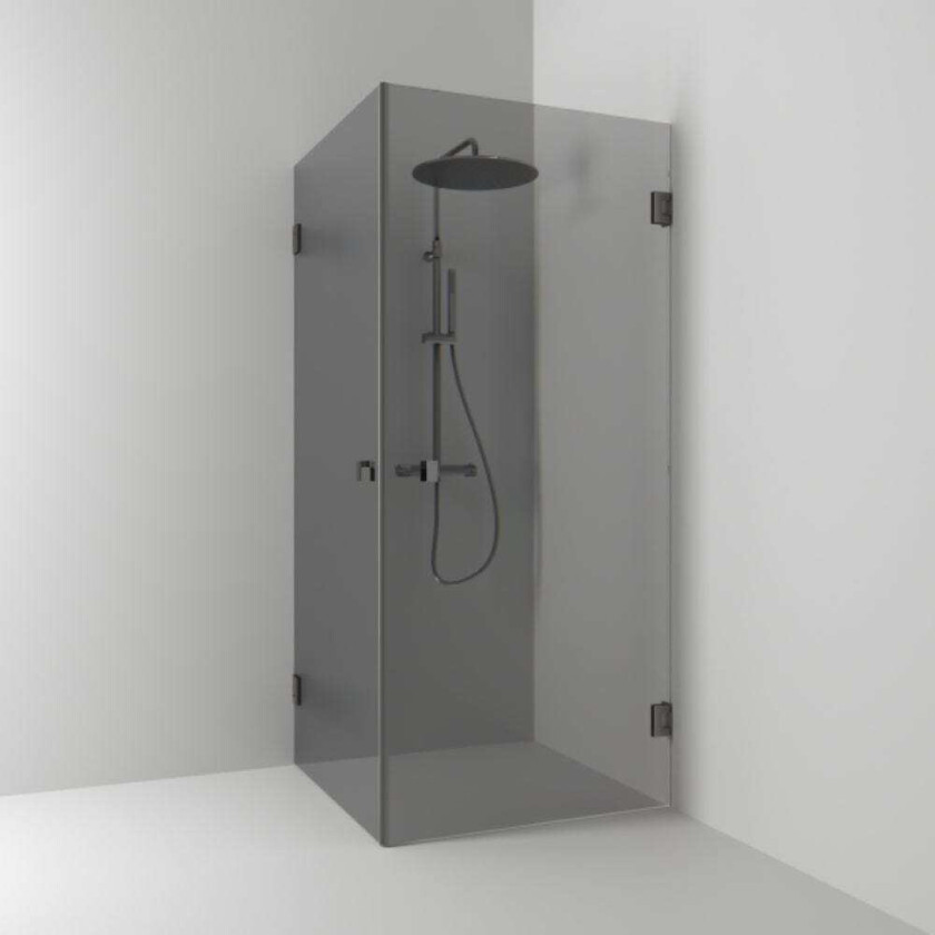 180° Dusjhjørne Rett Blyantpenn Svart / 100x100cm Røykfarget Glass