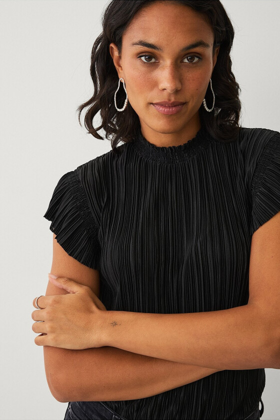 Plissert topp - Svart