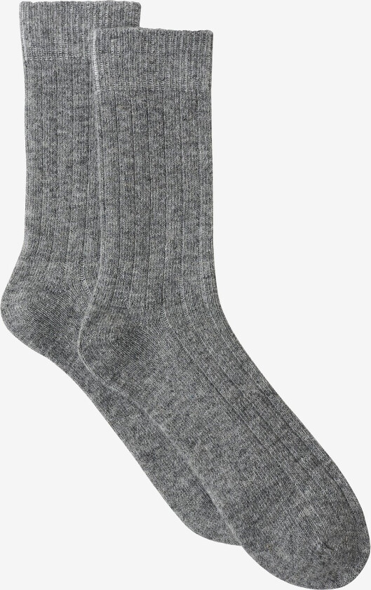 Ribbede ullsokker 2-pakning - Grå
