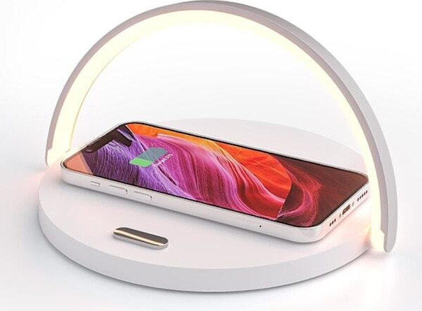 Senglampe med trådløs lader, berørings-bordlampe, LED-nattlampe med sertifisert induksjonslader, dimbar berørings-nattlampe med 3 lysstyrker