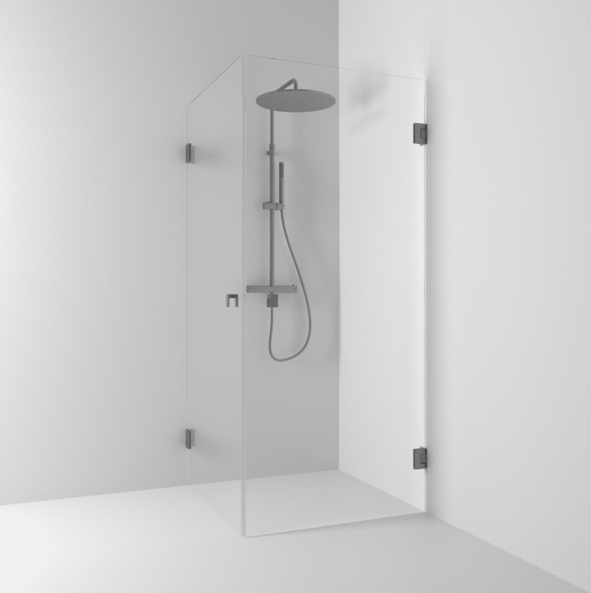 180° Dusjhjørne Rett Blyantpenn Svart / 90x90cm Klart Glass