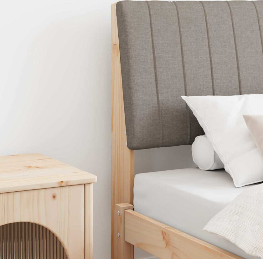 Polstret sengegavl Gråbrun 90 cm Massiv furu