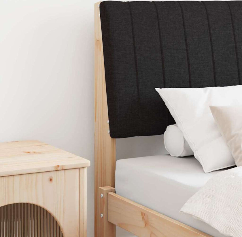 Polstret sengegavl Svart 80 cm Massiv furu