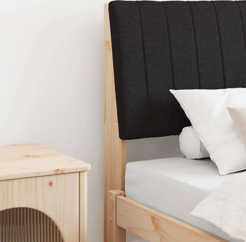 Polstret sengegavl Svart 90 cm Massiv furu