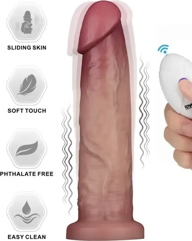 Sliding Skin Pro II Silicone Vibrating Dildo 22,7 cm