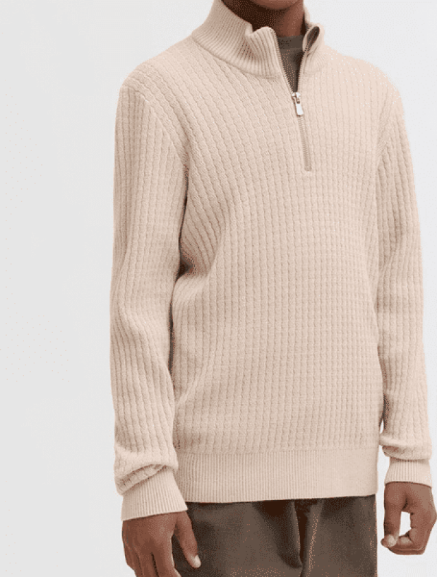 Jack and Jones Jprblubarkley half-zip genser, Simply Taupe