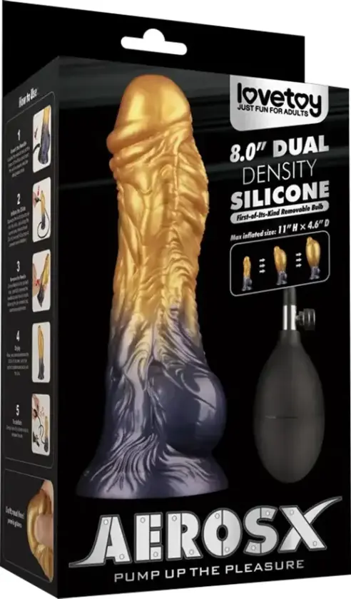 Dual Density Inflatable Dildo Yellow/Blue 21 cm