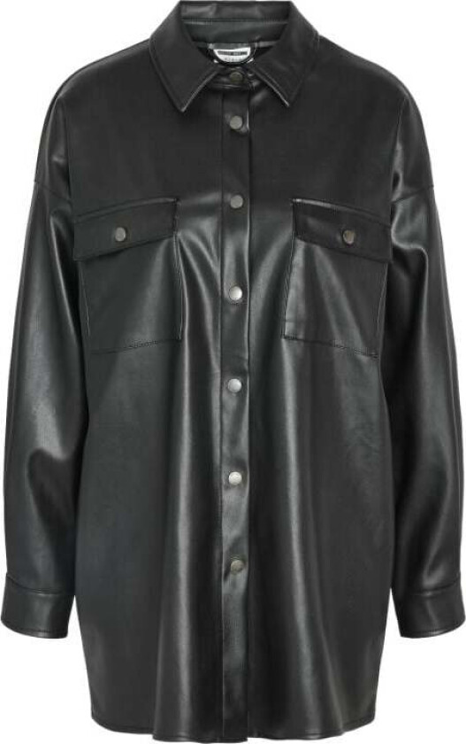 T-skjorte - NMFLANNY L/S OVERSIZE PU SHIRT NOOS - S til L - Damer - svart