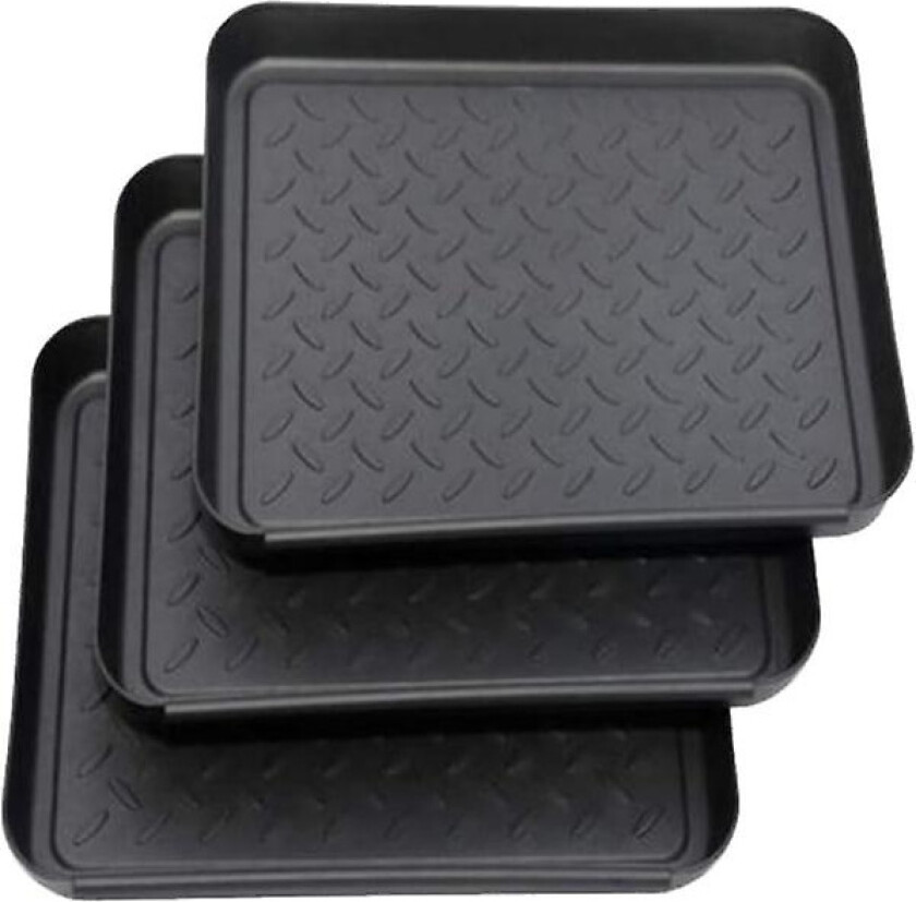 Bilde av Sett med 3 skorehyller, dryppbrett i plast, liten skomatte, dryppmatte, hylle, skobrett, dryppbrett, 35x27x3 cm