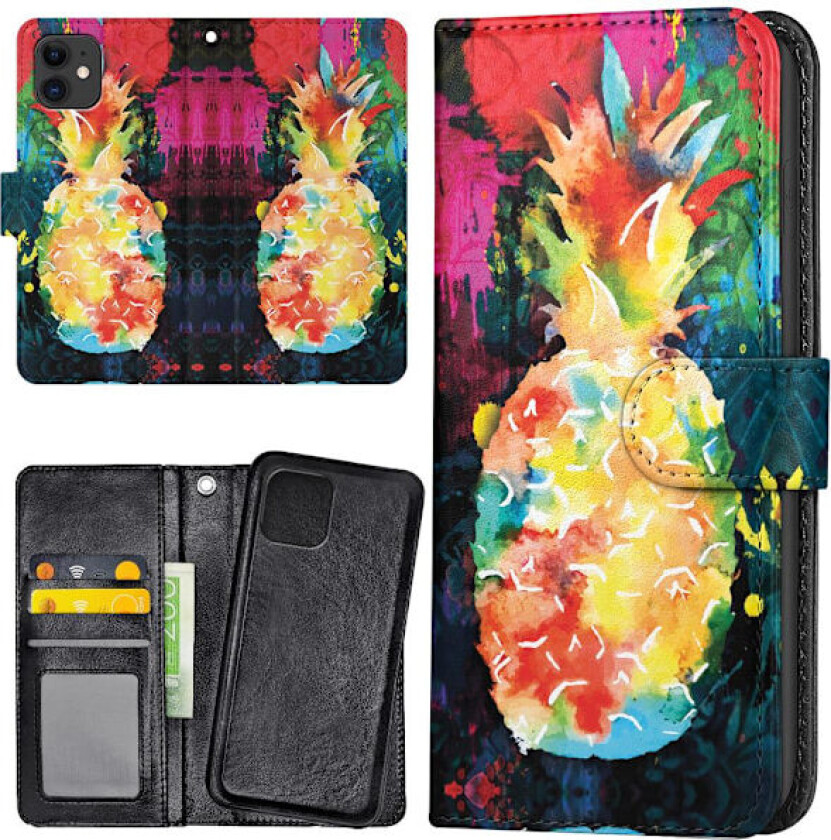 iPhone 11 - Lommebok Deksel Regnbue Ananas