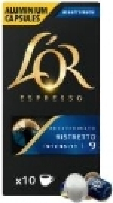 Kaffekapsel L'OR Long Ristretto Decaf 10 kaps/pk Styrke 9,10 pk x 10 stk/krt