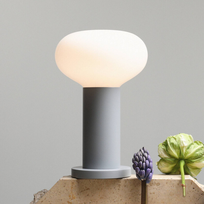 Bordlampe Flo, grå, Ø 19 cm, glass